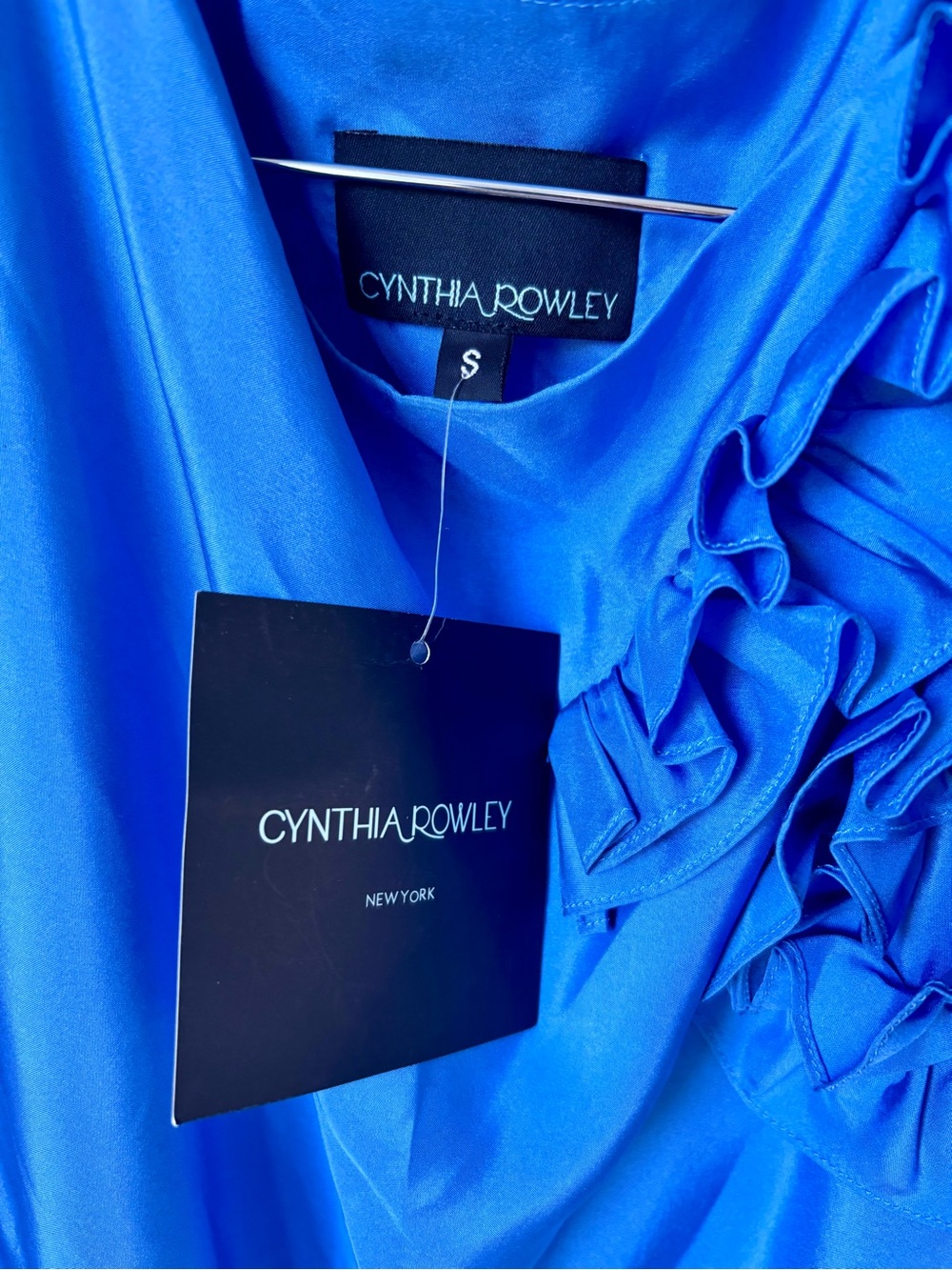 Cynthia Rowley Electric Blue Shoulder Ruffle Dress GORGEOUS Sz S